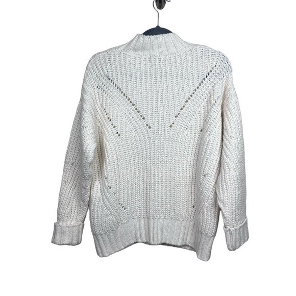 Massimo Dutti Open Knit Sweater Mock Neck S Ivory - Picture 3 of 8